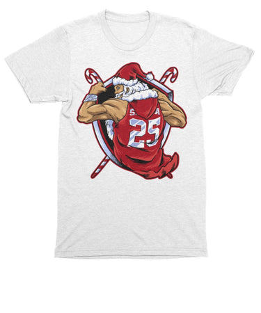 Athletic Old Man Santa Unisex Christmas Mens T-Shirt 8Ball